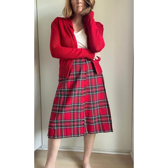 Vintage Tartan Plaid Wool Blend Wrap Skirt Size W26 School Girl Academia Fall - Picture 1 of 11
